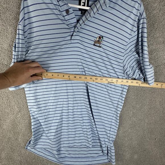 FootJoy Polo Shirt Mens Medium Blue Striped Bala Golf Embroidered Performance - Picture 6 of 10